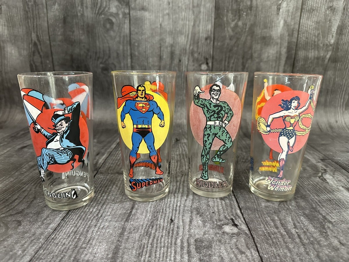 VTG DC Comics 1976 Super Series Moon Pepsi Glasses Set Of 4 VTG DC Comics 1976 Super Series Moon Pepsi Glasses Set Of 4