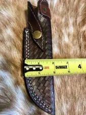 7.5 Inch Normal Hand Made Pure Leather Sheath For Fixed Blade Knife Embossed