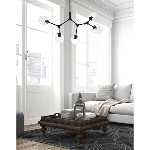 Elegant Lighting Cavoli 5 Lights Iron and Glass Chandelier in Black - Picture 8 of 8