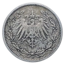 Pre Third Reich German Empire 1/2 Mark Silver Coin Kaiserreich Emperor Wilhelm 2
