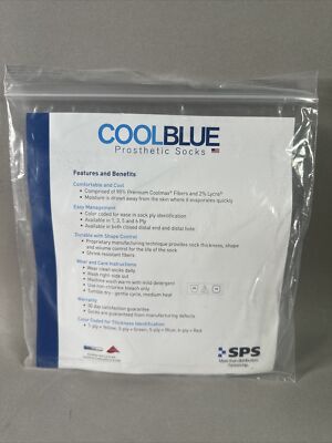 Prosthetic Sock Cool Blue 1 Ply CB1MDSH2 Size 1, 2 length 10 - 14  New