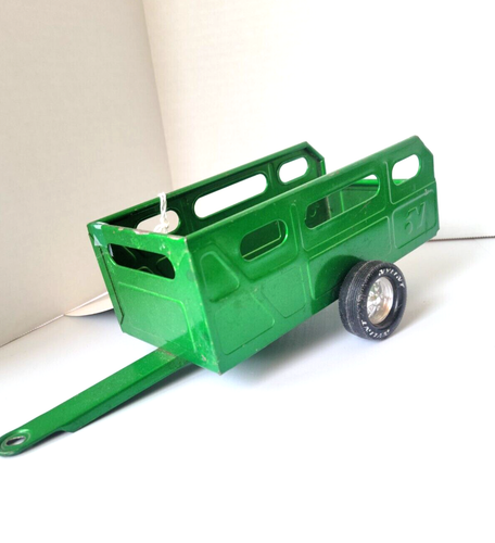 Vintage Green & White Nylint Pressed Steel Livestock Farm Truck & Trailer - Picture 2 of 11