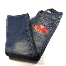 Levis 504 Women's Jeans Denim Blue Distressed Belted Graphic Slouch Straight 30