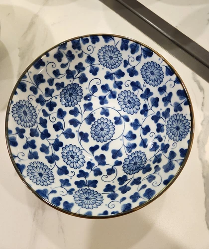 Set of 2 Japanese 7 1/2" Chrysanthemum & Vine Noodle Ramen Bowls NEW WITH TAG