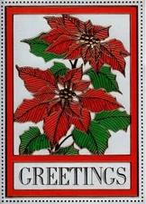 Red Poinsettia Happy Greetings Joy of The Holidays Greeting Cards - Set of 16