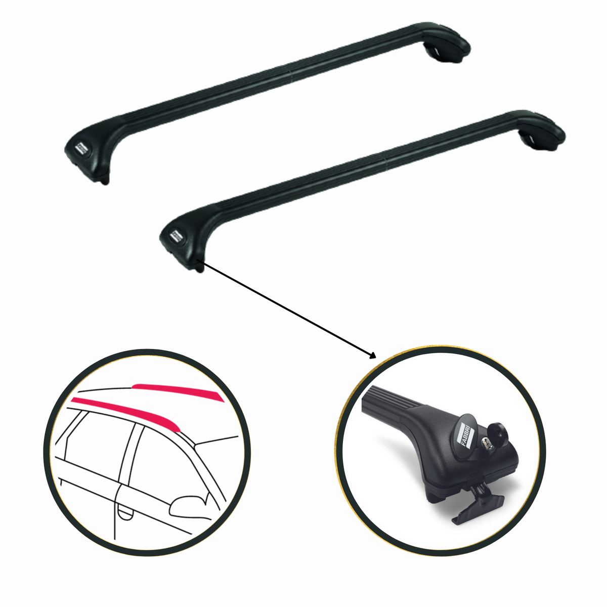Black Roof Rack Bars For Honda Civic Tourer 2013-2015 for flush