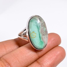 Natural Variscite Ring Unique Stone 925 Sterling Silver Handmade Statement Rings