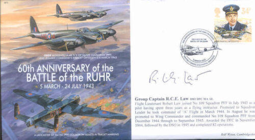 MF5d II wojna światowa II wojna światowa DH Mosquito PFF RAF Cover podpisana LAW DSO DFC CO 109 Eskadra - Zdjęcie 1 z 1