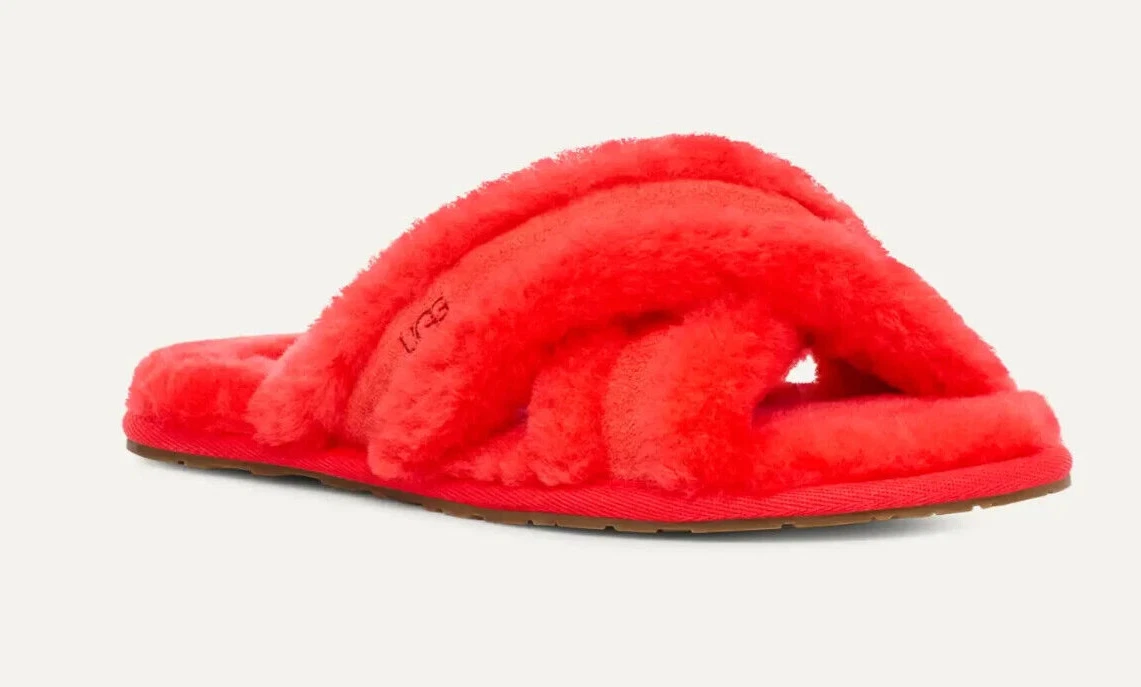 Ugg Z7395 sandali donna rosso scuffita soffici slip on taglia 8 M