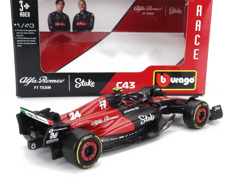MODELLINO AUTO BURAGO STATICO ALFA ROMEO F1 C43 #24 2023 GUANYU ZHOU SCALA 1/43 - Immagine 2 di 4