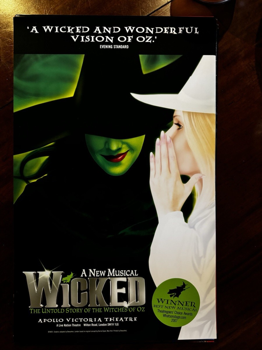 Wicked Musical Poster Apollo Victoria Theatre London Awards | eBay