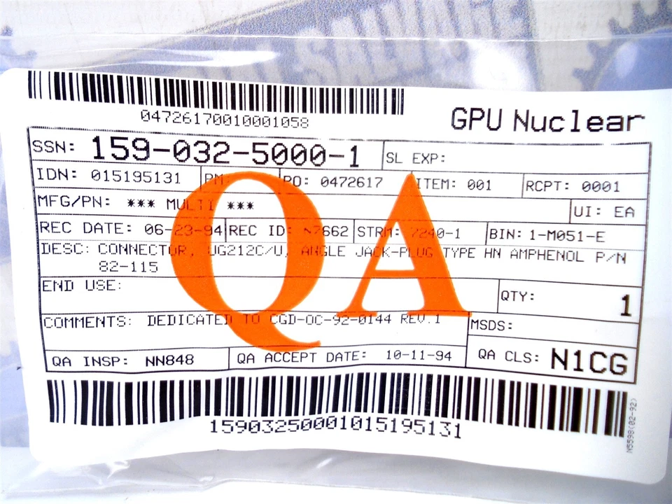 (2 Pcs) AMPHENOL - PN: 82-115 - UG212C/U - 90° ANGLE JACK-PLUG CONNECTOR -(NEW) - Image 3 of 4