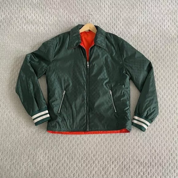 Gucci: Reversible GG Nylon Jacquard Bomber Jacket, Size 50 (L)