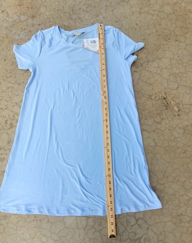NWT Pink Rose Vintage Light Blue Short Sleeve Dress Size Large Knee Length - Picture 2 of 10