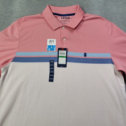 IZOD Poloshirt Herren Large mehrfarbig gestreift Performance Stretch Golf neu mit Etikett - Bild 2 von 11
