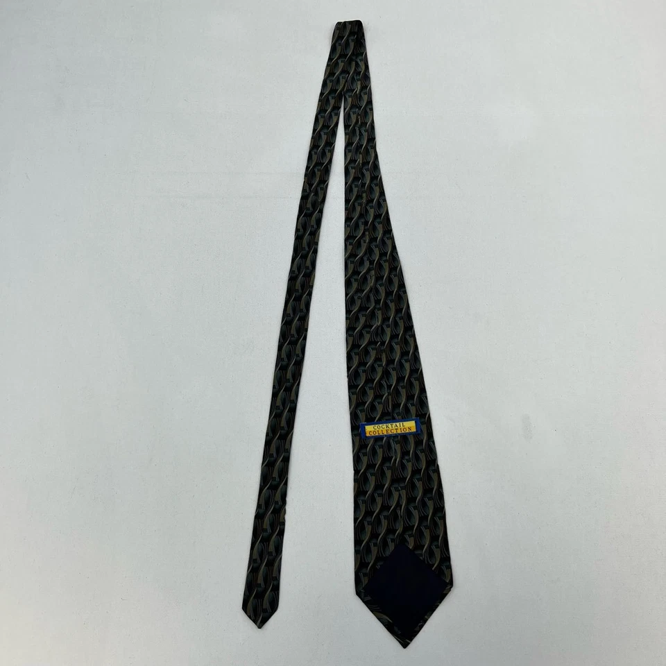 Cocktail Collection Mens Tie Necktie Multicolor 100% Silk Wide Abstract Classic - Image 2 of 4