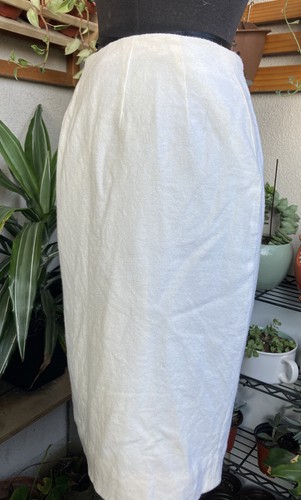 Valerie Stevens Petite Skirt Womens Size 4 Pure Wool White Zip Pencil Lined - Picture 2 of 7