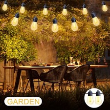 S14 Solar String Lights Outdoor 33FT 15 LED Bulbs 8 Modes IP65 Waterproof