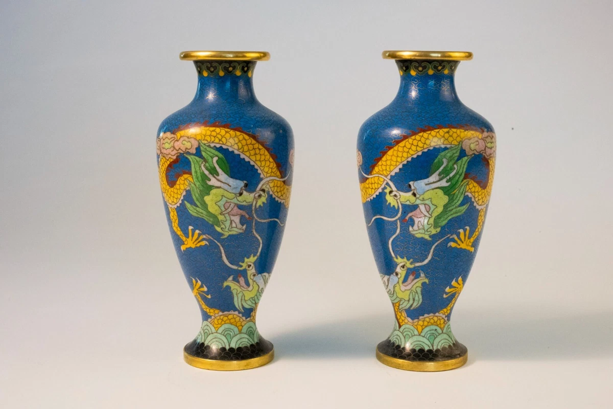 亚洲古董景泰蓝龙在中国古董花瓶| eBay