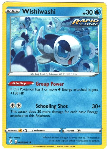 Wishiwashi 46/203 Evolving Skies Regular Rare Pokemon Card Pokémon TCG 046