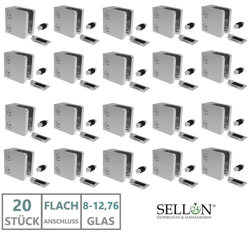 Edelstahl 20x Glas Halter 45x45 Rohr Eckig 42,4 Halterung Klemme Sicherungsstift - Bild 2 von 6