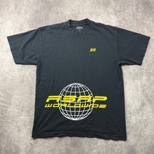 ASAP Worldwide Graphic T-Shirt Mens Medium Black Yellow Globe Logo USA Made