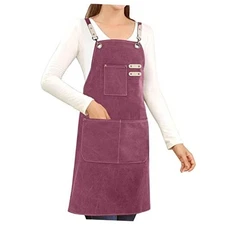 Cotton Canvas Cross Back Apron for Art Painting Garden Chef Bartender Purple