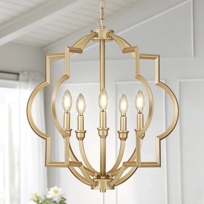 ACANER 5-Light Gold Farmhouse Globe Chandelier 22in Pendant Dining Room Light