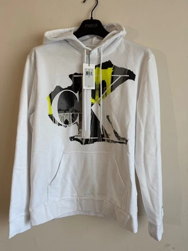 Calvin Klein Jeans Men's Hoodie White Graphic CK Logo Print Pullover NWT - product listing photo