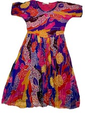 Vtg Neiman Marcus Judith Ann Creations 100 Silk Boho Beaded Layered Maxi Dress