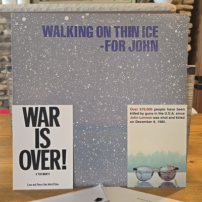 Yoko Ono - Walking On Thin Ice 1981 PROMO Vinyl LP VG+ w/ Insert+Bonus Postcards