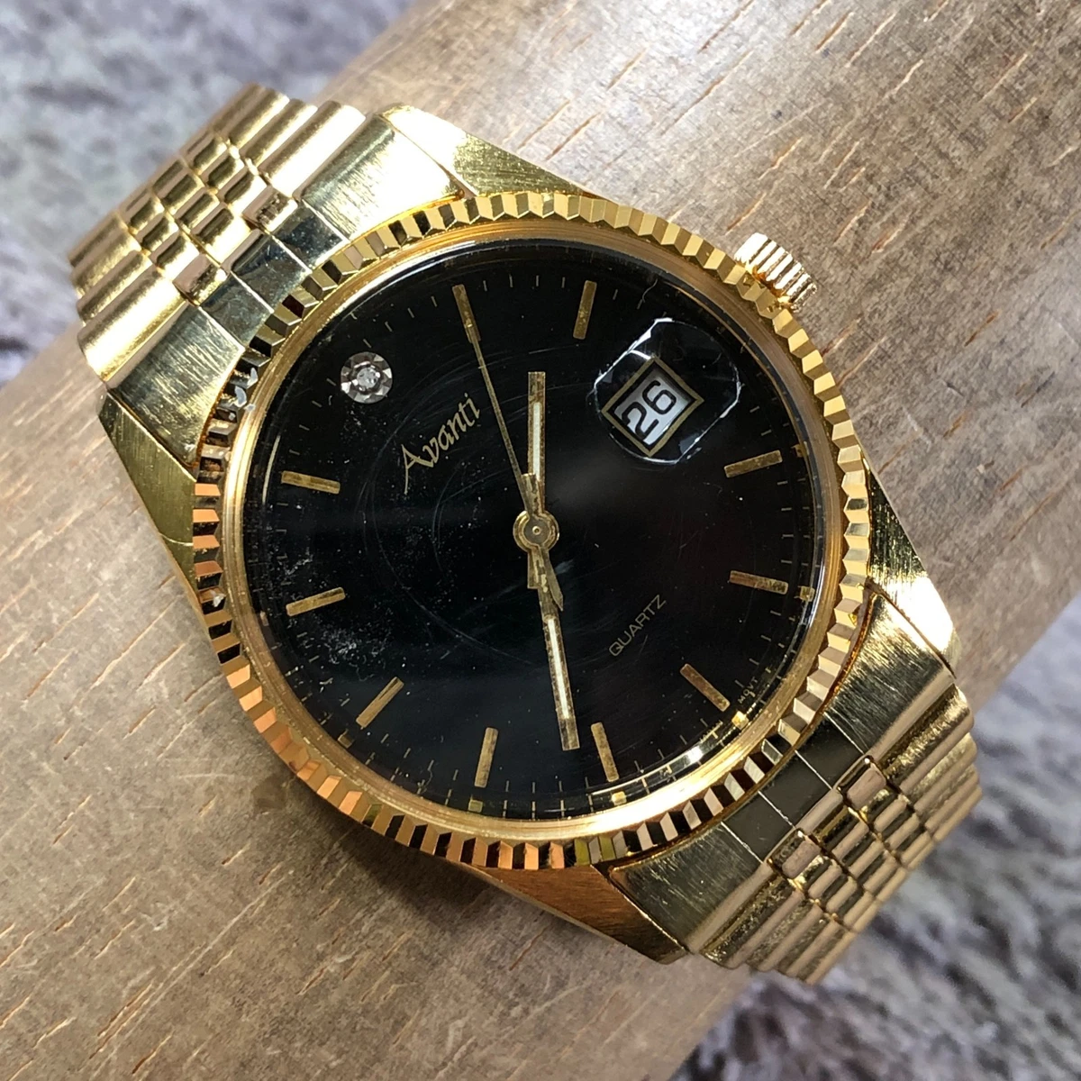 Avanti women\'s watch, Y121. Black face with gold accents black adjustable band Avanti Wristwatches for sale - eBay main image 2