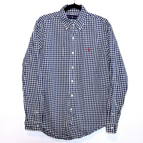 Polo Ralph Lauren Shirt Gingham Men's Medium Blue Check Button Down Long sleeve - Imagen 2 de 8