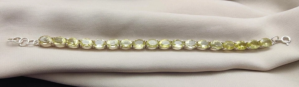 Lemon Quartz Tennis Bracelet 925 Sterling Silver Jewelry Gift for Her Adjustable - Image 2 of 4