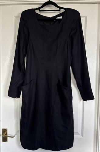 Chloé, Chloe Black Long Sleeve Dress Size 38/10 Pockets, zip sleeve vintage