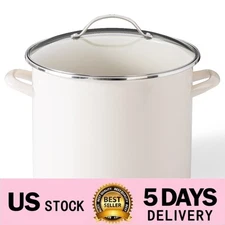 12-Quart Enamel Stock Pot Oven Safe with Glass Lid