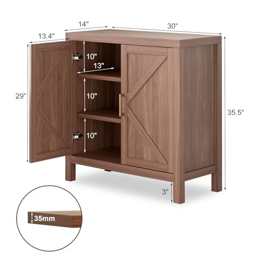  Sideboard Buffet Storage Cabinet, 3 Tier Coffee Bar Cabinet with Adjustable  - Image 3 of 4