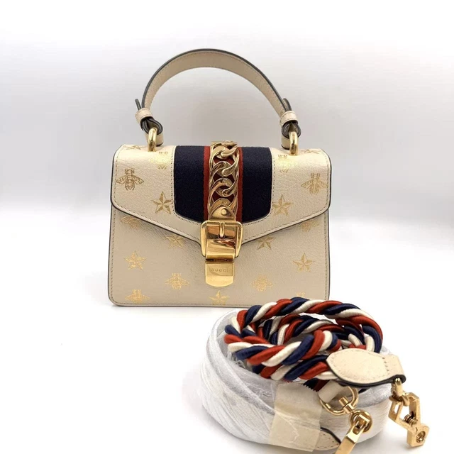 11.05 022 Gucci Mini Sylvie Bee Star Top Handle Bag Satchel Shoulder Bag