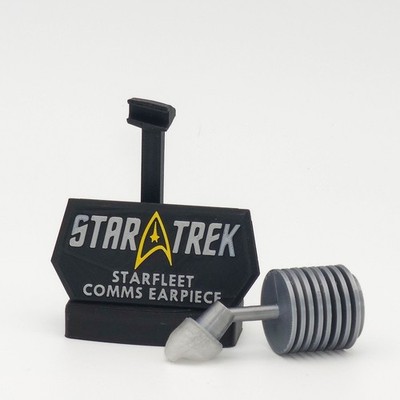 Star Trek Starfleet Comms Earpiece   3D Printed TOS Prop Replica with Stand