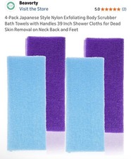 4-Pack Japanese Style Nylon Exfoliating Body Scrubber Bath