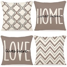 Farmhouse Pillow Covers 18x18 Set of 4 Throw Pillow Covers Rustic Linen Decor...
