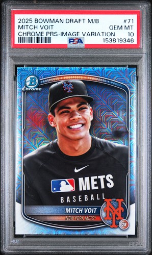 2025 BOWMAN DRAFT MEGA BOX CHROME PROSPECTS IMAGE VARIATION MITCH VOIT PSA 10