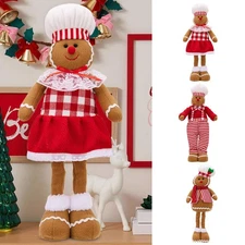 1pc Standing Gingerbread Man Doll Christmas Decoration Telescopic Legs Doll