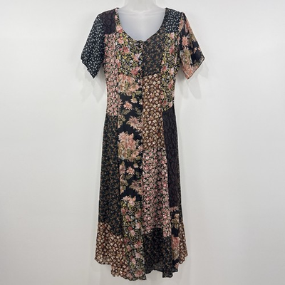 #ad VTG 90s Express Patchwork Maxi Dress M Country Prairie Cottagecore Forest Fairy $44.88