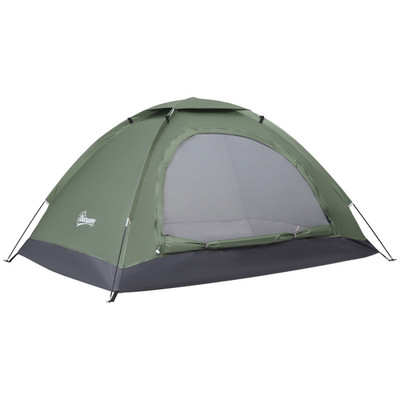 Zelt 2 Personen dunkelgrün Fiberglas Polyester Kuppel 206x152x110cm kompakt mit Tasche.