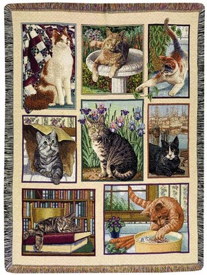 Manual Woodworker Manual Tapestry Throw Fringe Kitty Korner 47 X 60 Inch