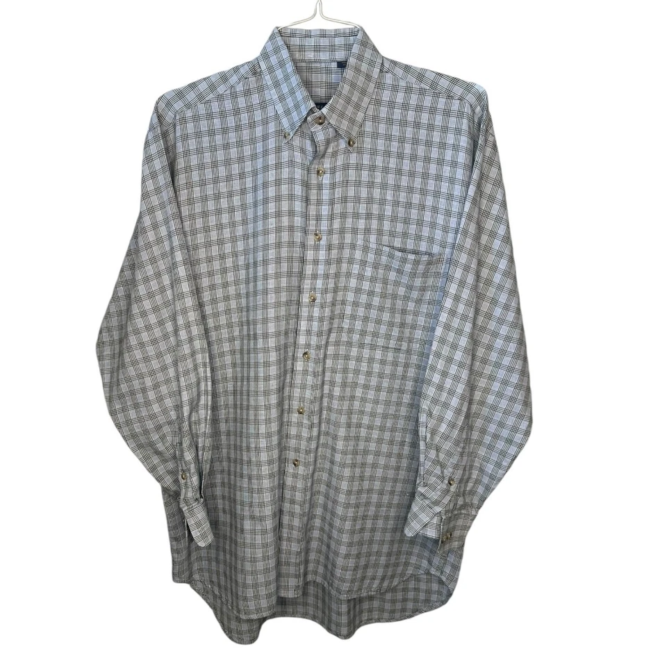 Camisa de vestir Chase & Co para hombre M azul a cuadros manga larga con botones Foto 2 de 4