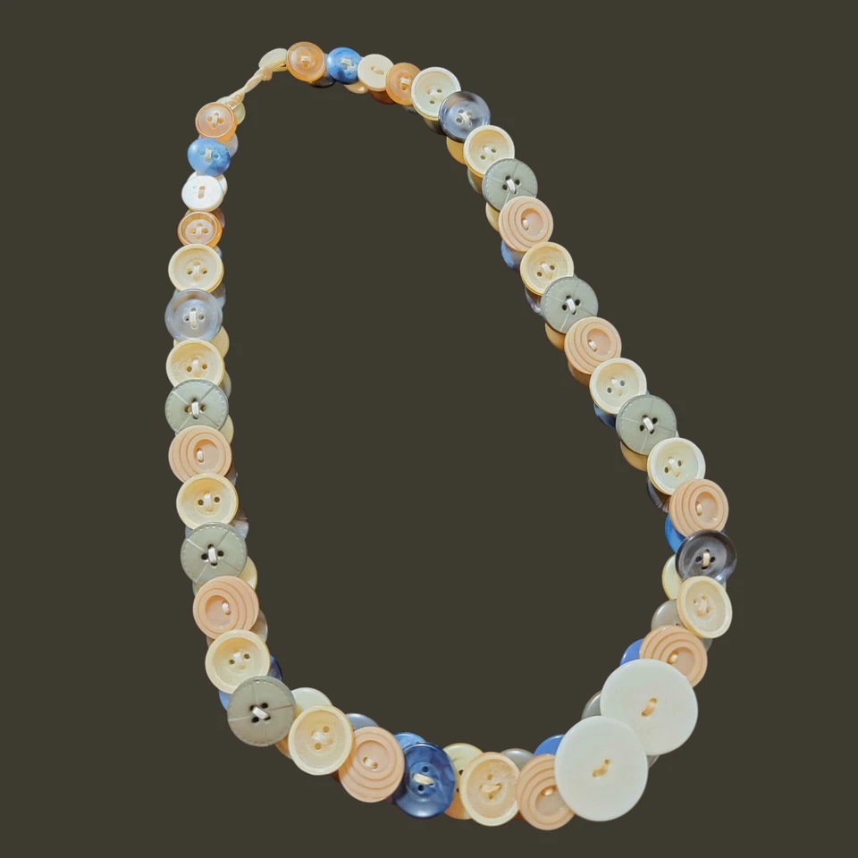 Vintage Buttons Double Side Handmade Statement Necklace OOAK - Image 3 of 4