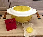 Vintage Pyrex Covered Casserole with Candle Cradle Warmer Basketweave 5570