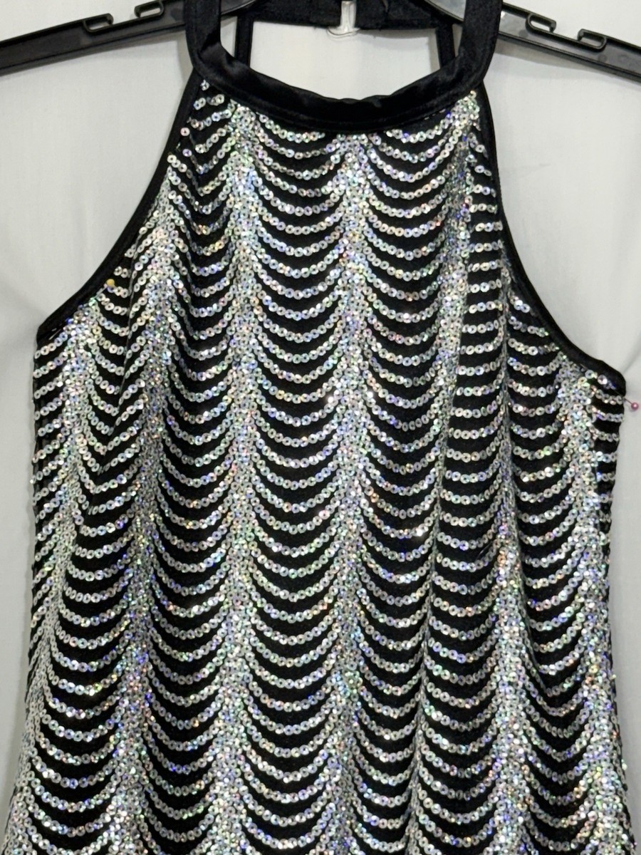 Weissman Size S Silver Sequin Fringe Dance Flapper Costume Dress Halter  Neckline | eBay